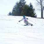 スキーが縦に走っているフォーム