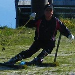 渡部コーチの力強い滑り