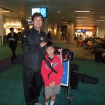 小２一人での参加です。やっと到着した顔